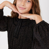 שמלה עם עיטורי קטיפה - שחור