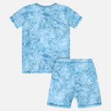 חליפת פיג'מה עם הדפס - תכלת