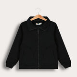 קפוצ'ון עם בטנת קטיפה - שחור