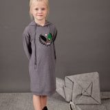 שמלת קפוצ'ון עם כיסים - אפור