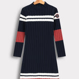 שמלת סריג פסים ספורטיבית - נייבי