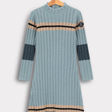 שמלת סריג פסים ספורטיבית - כחול