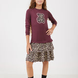 שמלת קומות מנומרת - בורדו