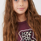 שמלת קומות מנומרת - בורדו