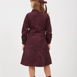 שמלת קורדרוי מכופתרת - בורדו