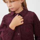 שמלת קורדרוי מכופתרת - בורדו