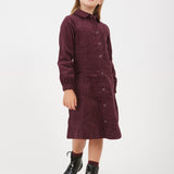 שמלת קורדרוי מכופתרת - בורדו