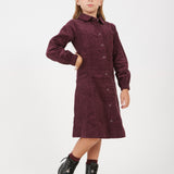 שמלת קורדרוי מכופתרת - בורדו