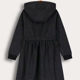 שמלת קפוצ'ון עם כיווצים - שחור