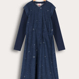 שמלת נקודות עם כיווצים - נייבי