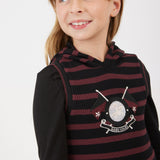 שמלת פסים עם קפוצ'ון - בורדו