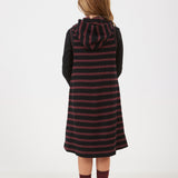 שמלת פסים עם קפוצ'ון - בורדו