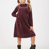 שמלת קטיפה משולבת - בורדו