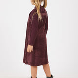 שמלת קטיפה משולבת - בורדו