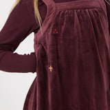 שמלת קטיפה משולבת - בורדו