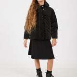 מעיל נפוח עם קפוצ'ון - שחור