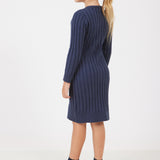 שמלת סריג מכופתרת - נייבי