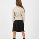 סוודר בשילוב פרחים סרוגים - בז'