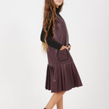 שמלת סרפן דמוי עור - בורדו