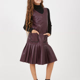 שמלת סרפן דמוי עור - בורדו