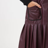 שמלת סרפן דמוי עור - בורדו