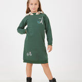 שמלת קפוצ'ון עם הדפס - ירוק