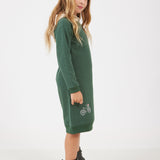 שמלת קפוצ'ון עם הדפס - ירוק