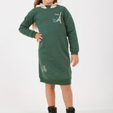 שמלת קפוצ'ון עם הדפס - ירוק