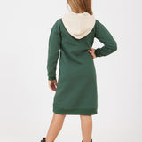 שמלת קפוצ'ון עם הדפס - ירוק