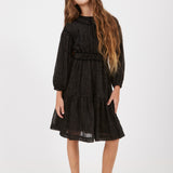 שמלה עם עיטורי קטיפה - שחור