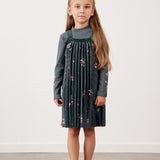 שמלת סרפן פליסה פרחים - ירוק