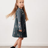 שמלת סרפן פליסה פרחים - ירוק