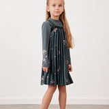 שמלת סרפן פליסה פרחים - ירוק