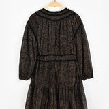 שמלה עם עיטורי קטיפה - שחור