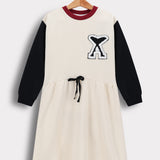 שמלה בשילוב סרט קשירה - אבן