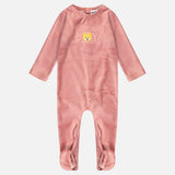 אוברול קטיפה עם תבליט - ורוד