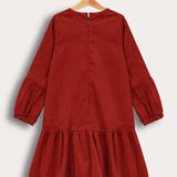 שמלת קורדרוי עם שרוכי קשירה - חמרה