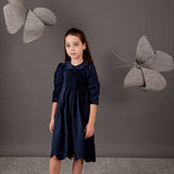 שמלת קטיפה עם צווארון - נייבי