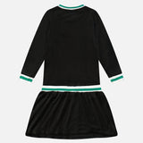 שמלת קטיפה בשילוב ריב - שחור