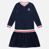 שמלת קטיפה בשילוב ריב - נייבי