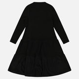 שמלת שרוול ארוך עם קומות - שחור