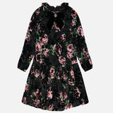 שמלת שבת פרחונית עם פפיון - ורוד