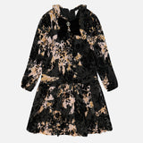 שמלת שבת פרחונית עם פפיון - צהוב