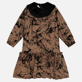 שמלת טול בשילוב קטיפה - חום