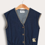 אפודת ג'ינס עם כפתורים - נייבי