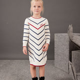 שמלת סריג פסים אלכסוניים - אבן
