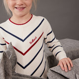 שמלת סריג פסים אלכסוניים - אבן