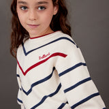 סוודר פסים בגזרת עטלף - אבן