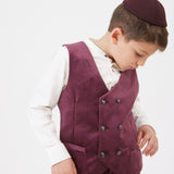 וסט קטיפה עם כפתורים - בורדו