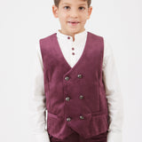 וסט קטיפה עם כפתורים - בורדו